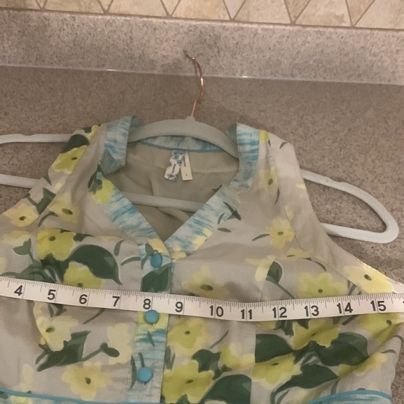 Anthropology Dress Maeve size 2 60% cotton-40% silk. Yellow blue and tan - Picture 13 of 14